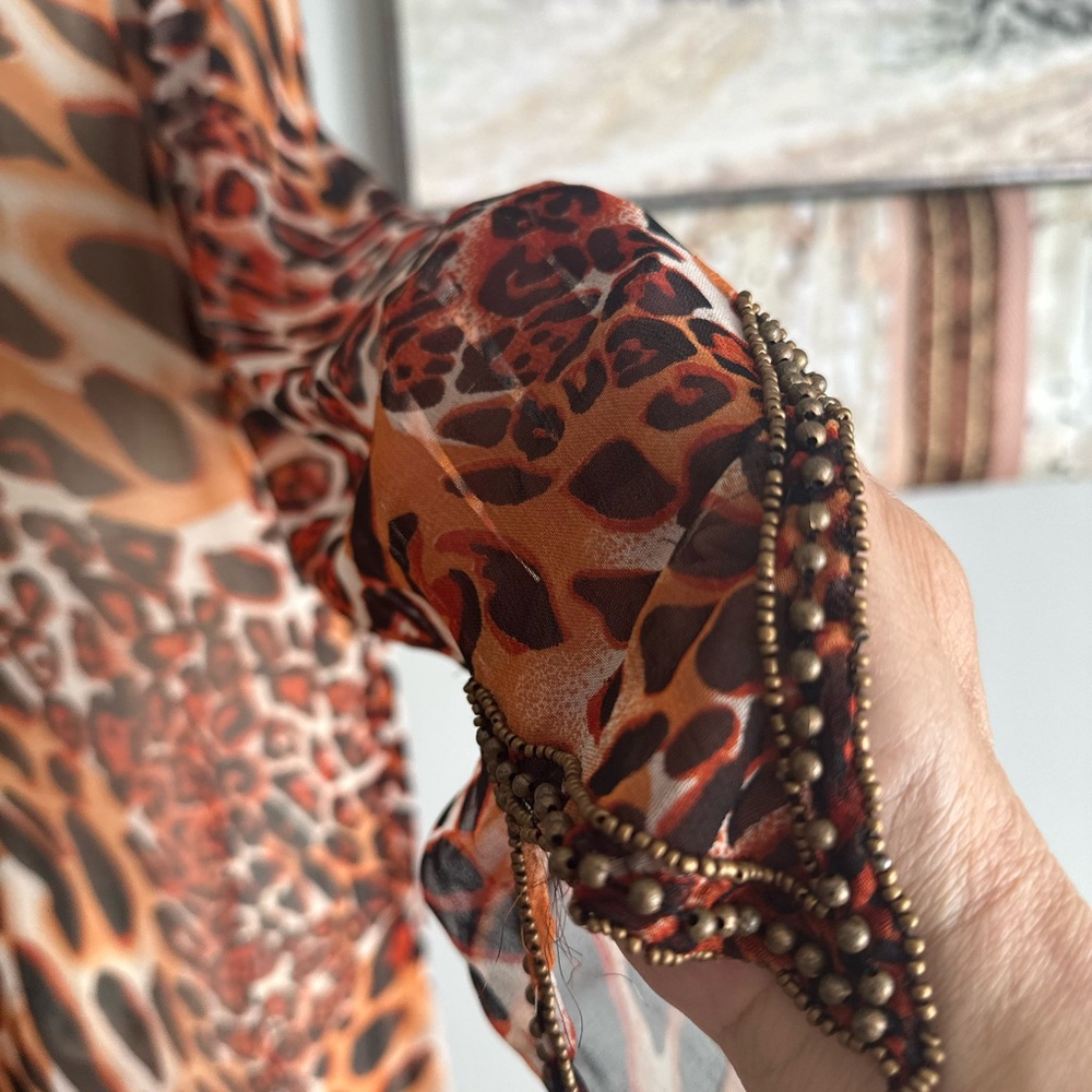 Kaftan-Tunic - Animal Print With Sequence In Gold - image 8